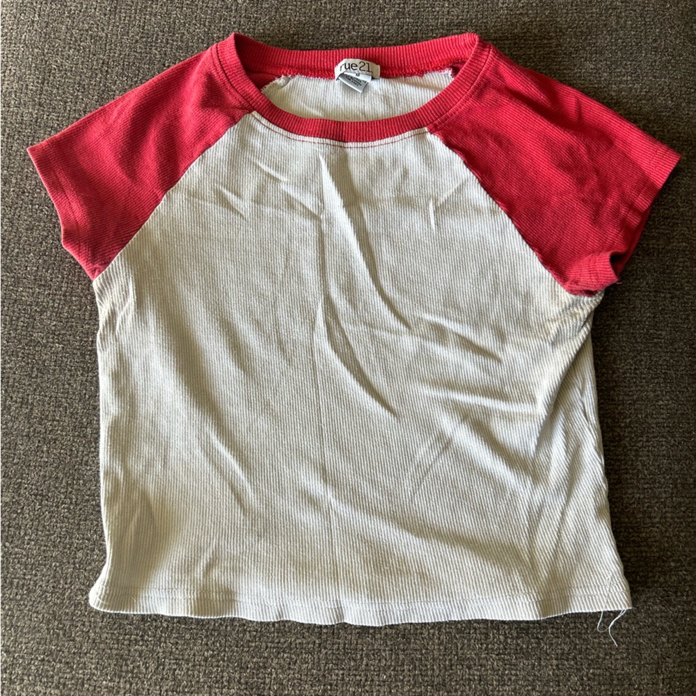 Rue21 Red and White Short Sleeve Tee